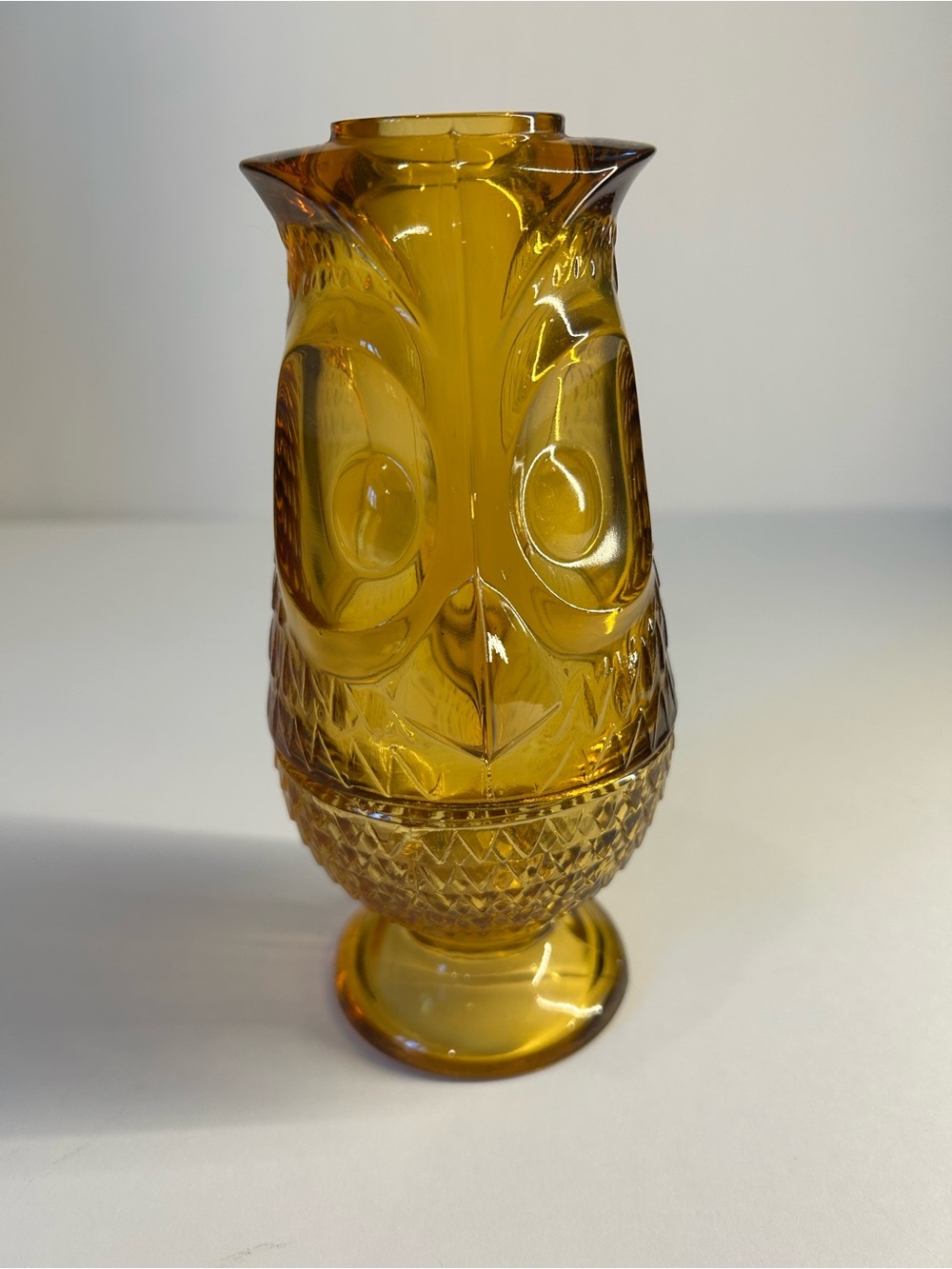 Viking Amber Owl Fairy Lamp Vintage MCM